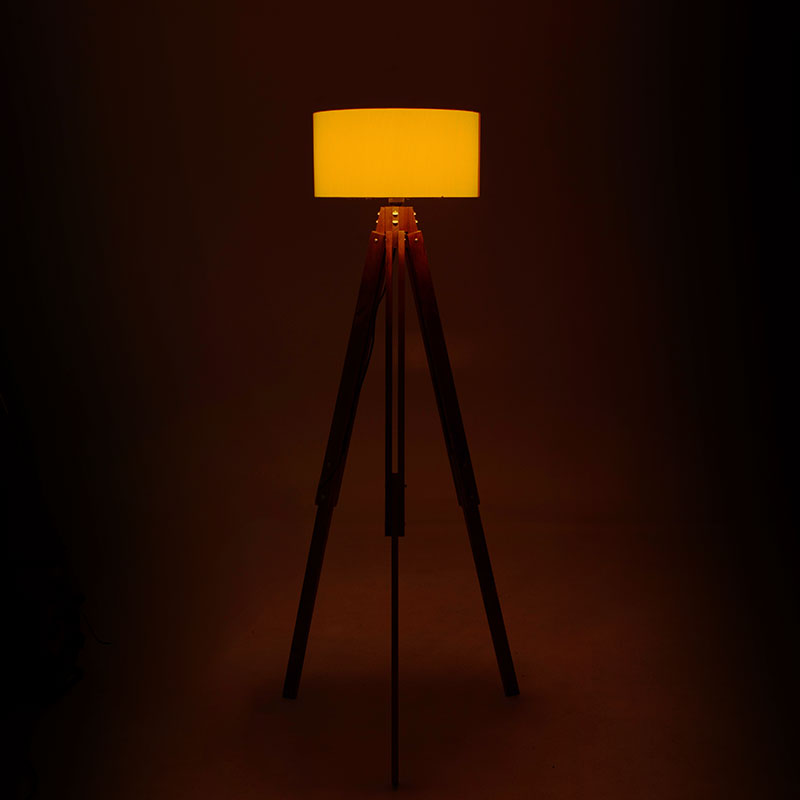 Floor lamp PWL-0112 pakoworld E27 wood walnut  - ecru hat D40x62x155,5εcm