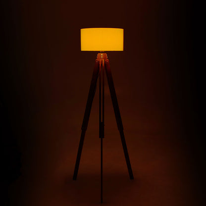 Floor lamp PWL-0112 pakoworld E27 wood walnut  - ecru hat D40x62x155,5εcm
