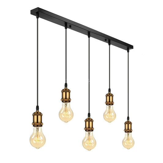 Pendant metal lamp PWL-0144 pakoworld Ε27 in black-bronze color 60x10x90cm