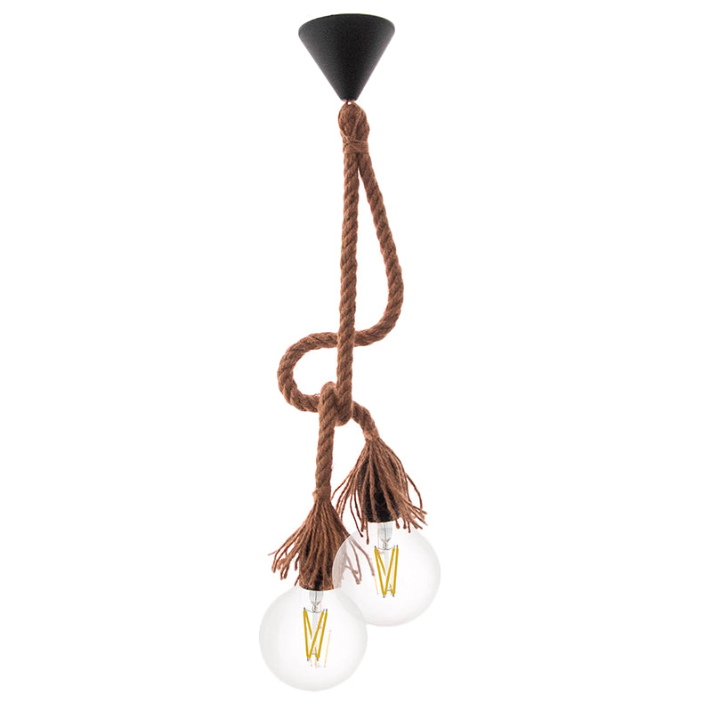 Pendant ropa lamp PWL-0147 pakoworld Ε27 in black-bronze color 10x10x60cm