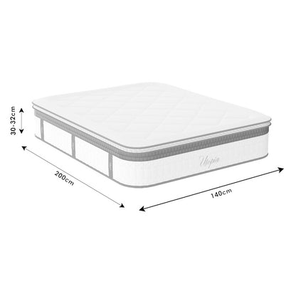 Utopia pakoworld pocket spring mattress with aloe vera top layer 30-32cm 140x200cm