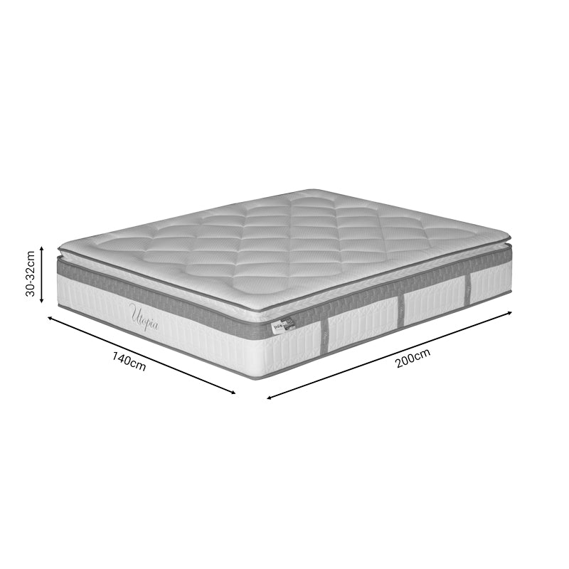 Mattress Utopia pakoworld single sided pocket spring with topsoil 30-32cm 140x200cm