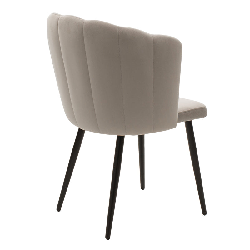 Chair Esme pakoworld metal black legs - velvet in gray beige color