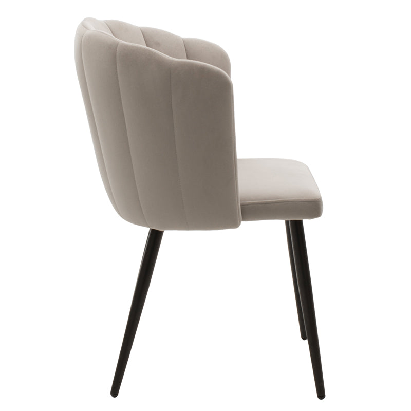 Chair Esme pakoworld metal black legs - velvet in gray beige color