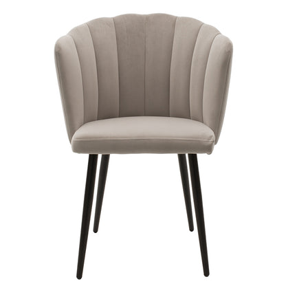 Chair Esme pakoworld metal black legs - velvet in gray beige color