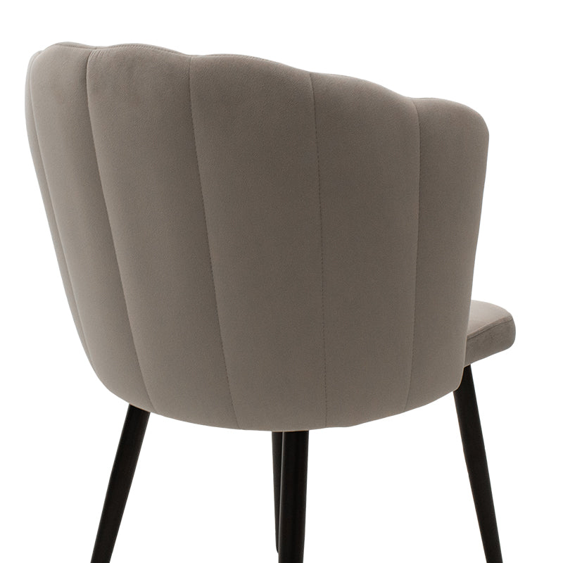 Chair Esme pakoworld metal black legs - velvet in gray beige color