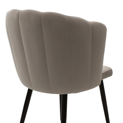 Chair Esme pakoworld metal black legs - velvet in gray beige color