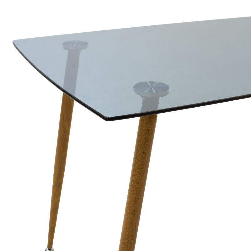 Dining table Chloe pakoworld glass dark grey - natural legs 120x70x75cm