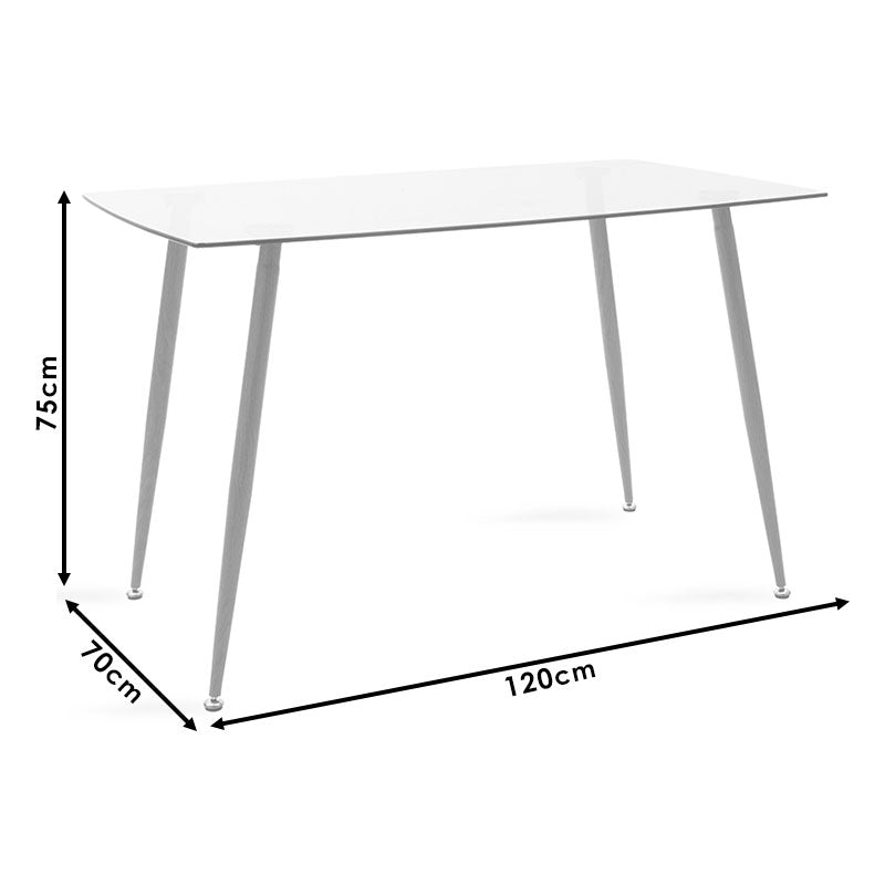 Dining table Chloe pakoworld glass dark grey - natural legs 120x70x75cm