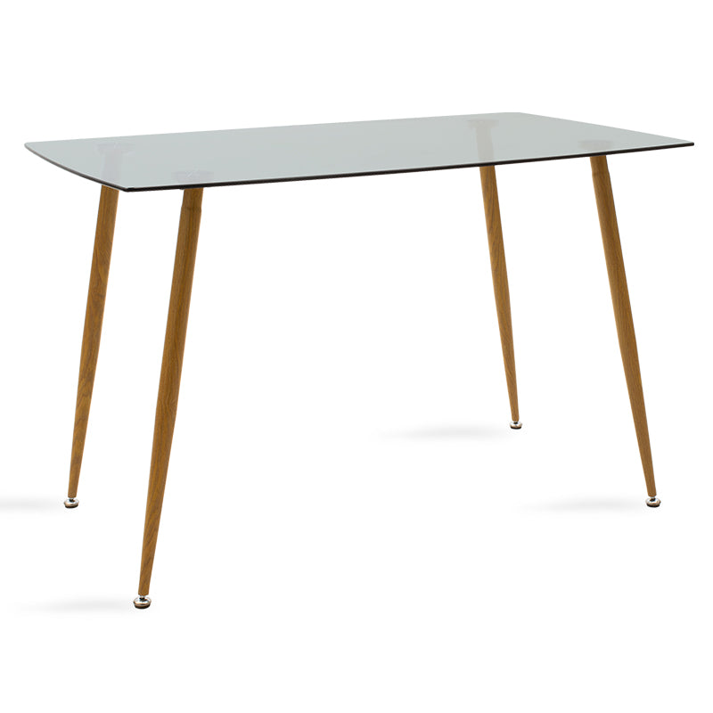 Dining table Chloe pakoworld glass dark grey - natural legs 120x70x75cm