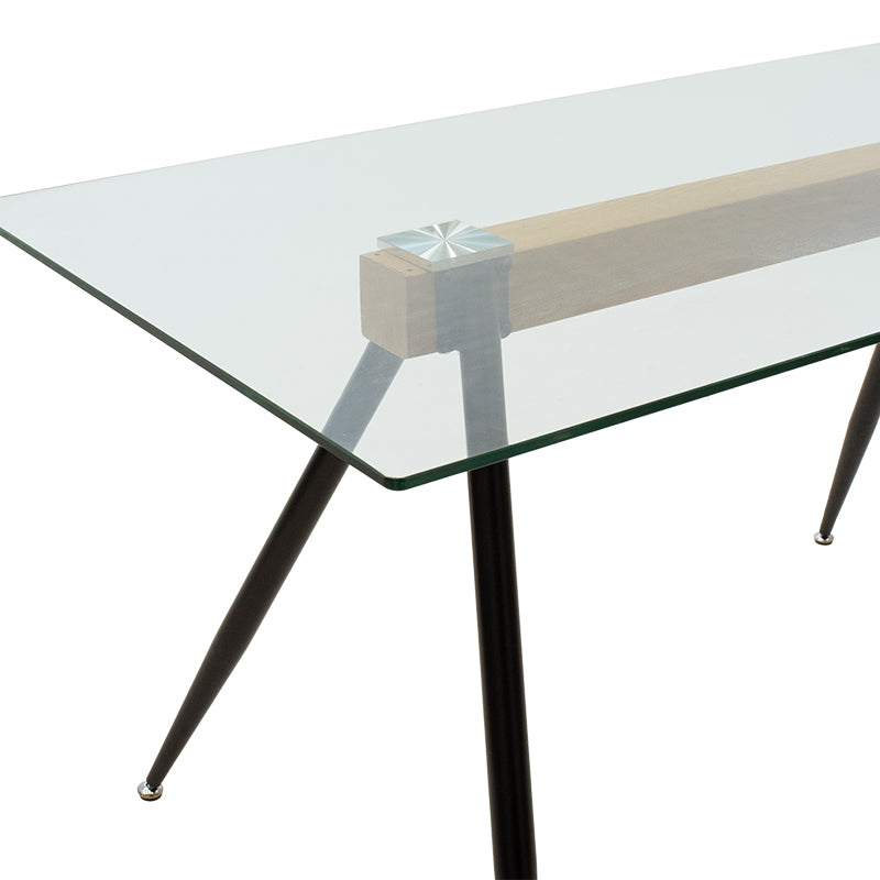 Dining trable Astrid pakoworld glass 10mm black legs 140x80x75cm