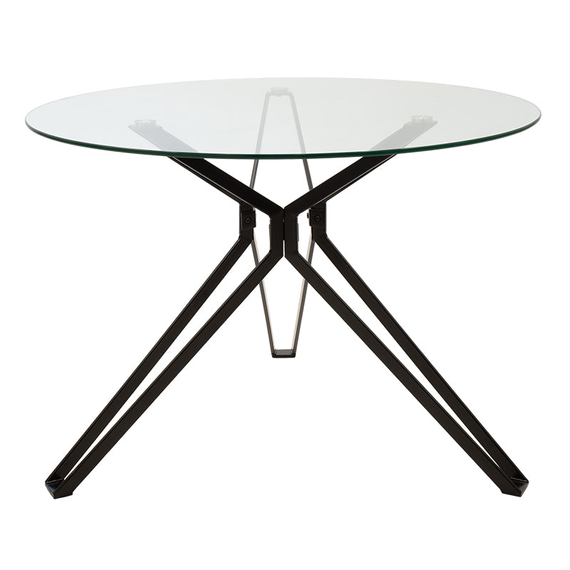 Dining table table Aryan pakoworld glass top - black legs D110x75cm