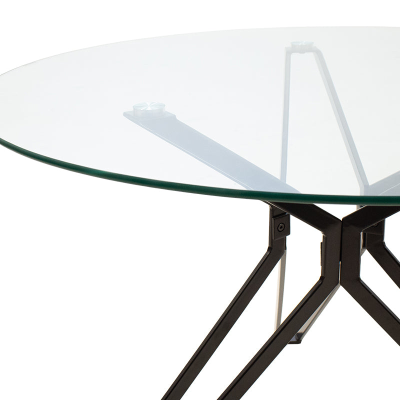 Dining table table Aryan pakoworld glass top - black legs D110x75cm