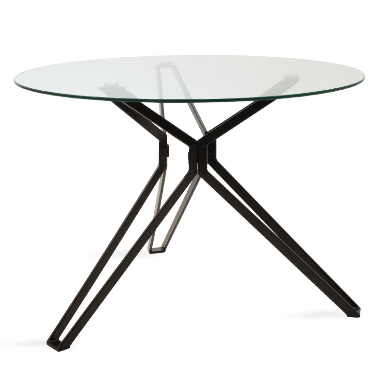 Dining table table Aryan pakoworld glass top - black legs D110x75cm