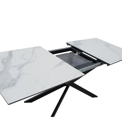 Dining table extendable Palan pakoworld MDF marble grey-black160-200x80x77cm