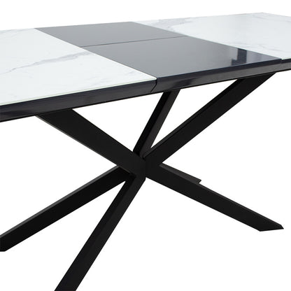 Dining table extendable Palan pakoworld MDF marble grey-black160-200x80x77cm