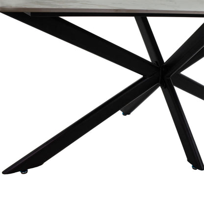 Dinning table Bethan pakoworld sintered stone white marble- metal black leg design 180x90x75cm