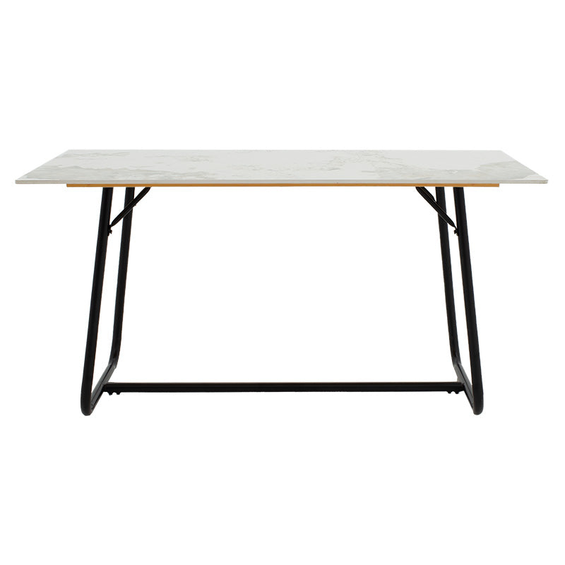 Dinning table Revello sintered stone white marble- metal black leg design 150x90x75cm