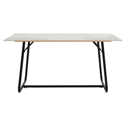 Dinning table Revello sintered stone white marble- metal black leg design 150x90x75cm