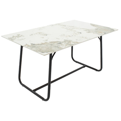 Dinning table Revello pakoworld sintered stone white marble- metal black leg design 150x90x75cm