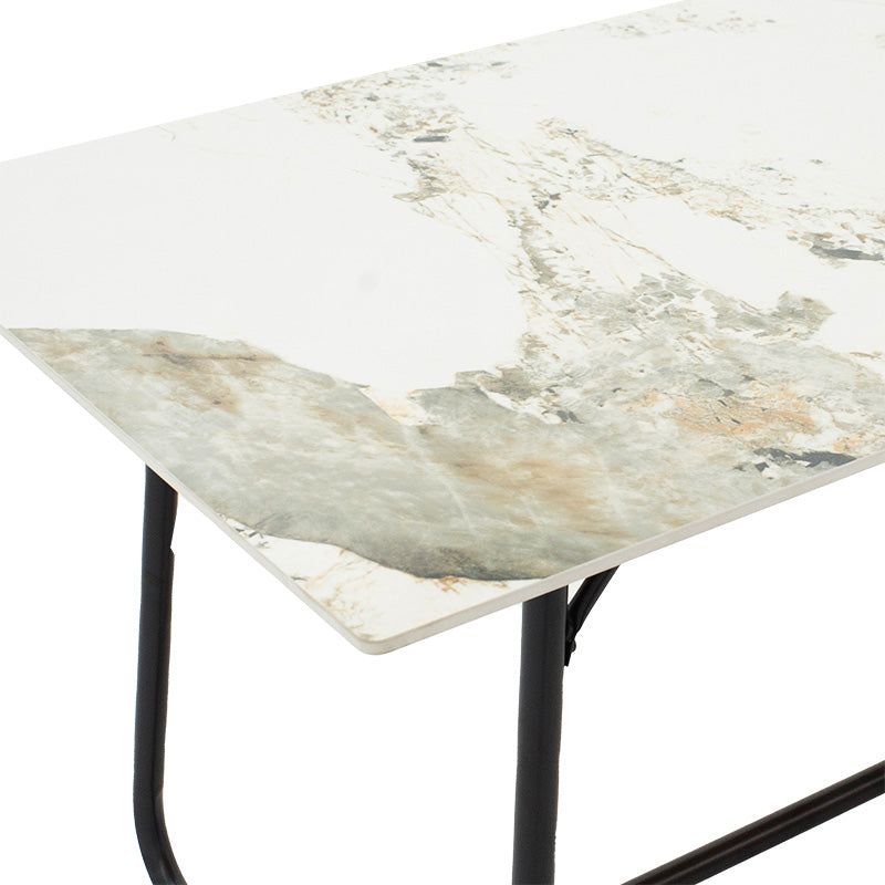 Dinning table Revello pakoworld sintered stone white marble- metal black leg design 150x90x75cm