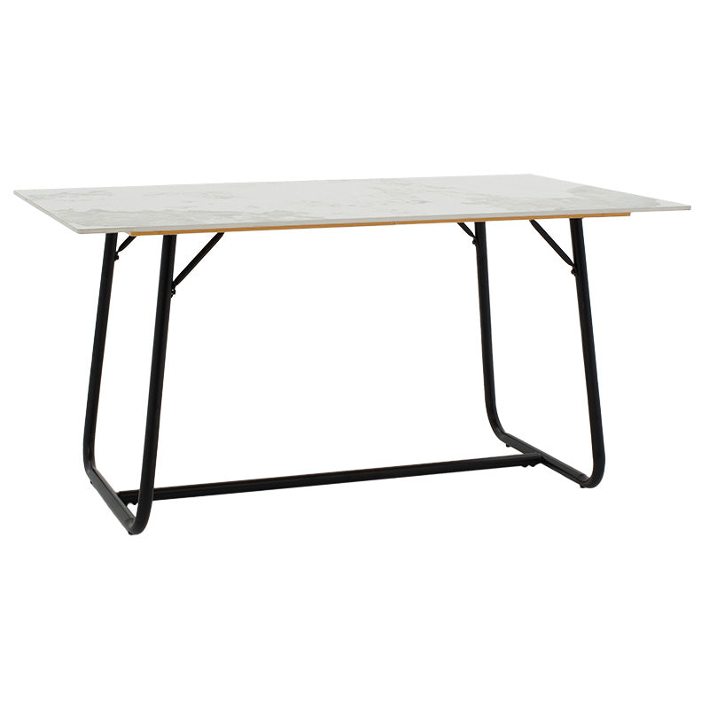 Dinning table Revello pakoworld sintered stone white marble- metal black leg design 150x90x75cm