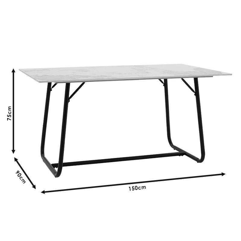 Dinning table Revello sintered stone black marble- metal black leg design 150x90x75cm