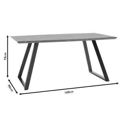 Dinning table Rouse pakoworld MDF black marble- metal black leg design 160x90x75cm