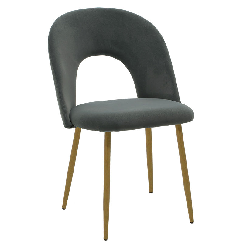 Chair Jonah velvet dark greynatural legs