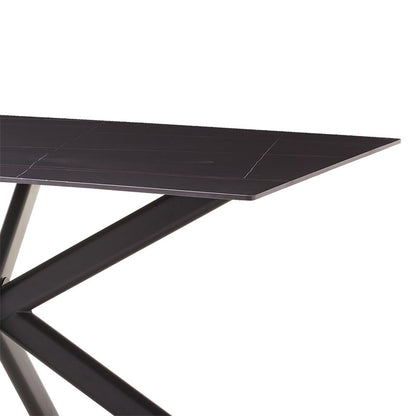 Dinning table Bethan pakoworld sintered stone grey cement - metal black leg design 180x90x75cm