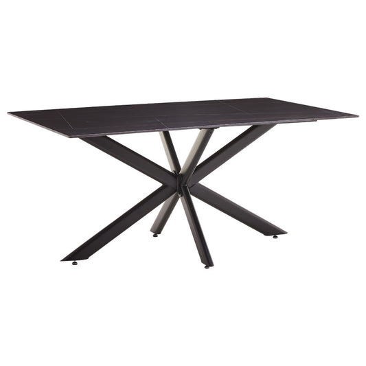 Dinning table Bethan pakoworld sintered stone grey cement - metal black leg design 180x90x75cm