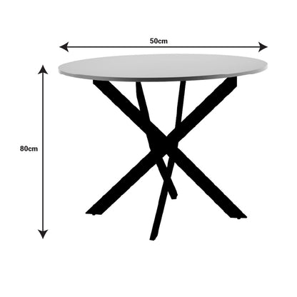 Dammero pakoworld melamine table cream-leg black metal D100x75cm