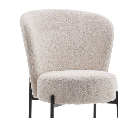 Chair Houlian ecru fabric-black metal leg 46x66x89cm