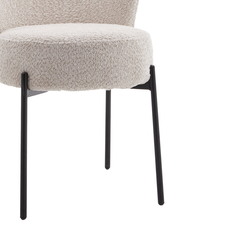 Chair Houlian ecru fabric-black metal leg 46x66x89cm