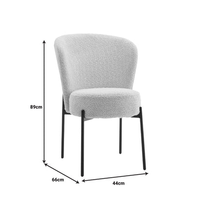 Chair Houlian ecru fabric-black metal leg 46x66x89cm