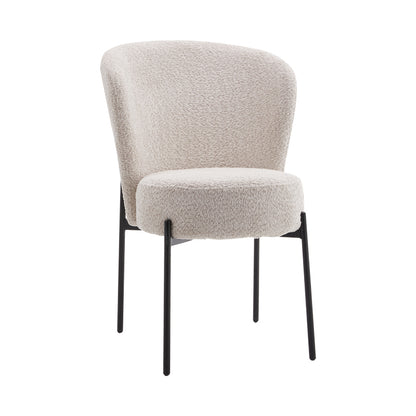 Chair Houlian ecru fabric-black metal leg 46x66x89cm