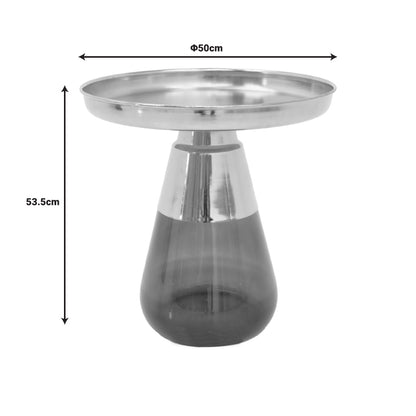 Coffee table Kunlo Inart gold chrome-black glass D50x53.5cm