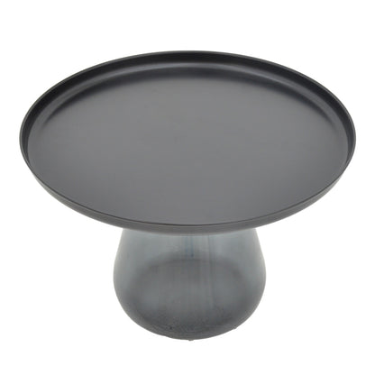 Coffee table Kunlo Inart black metal-black glass D60x42cm