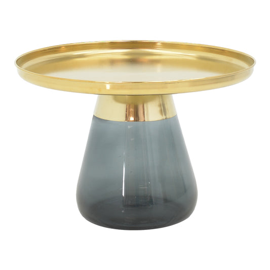 Coffee table Lafo Inart gold chrome-black glass D60x42cm