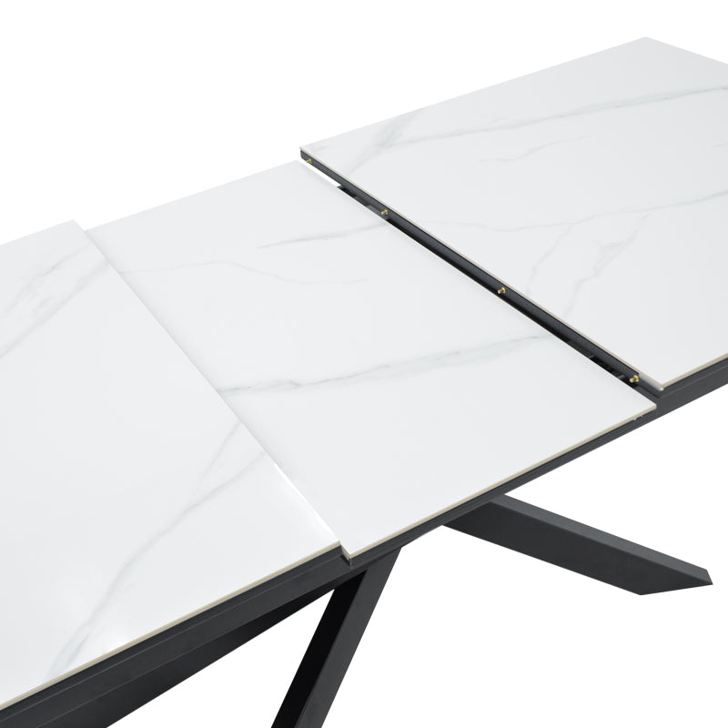 Table Ragemi pakoworld grey mdf-black metal 160-200x90x75cm