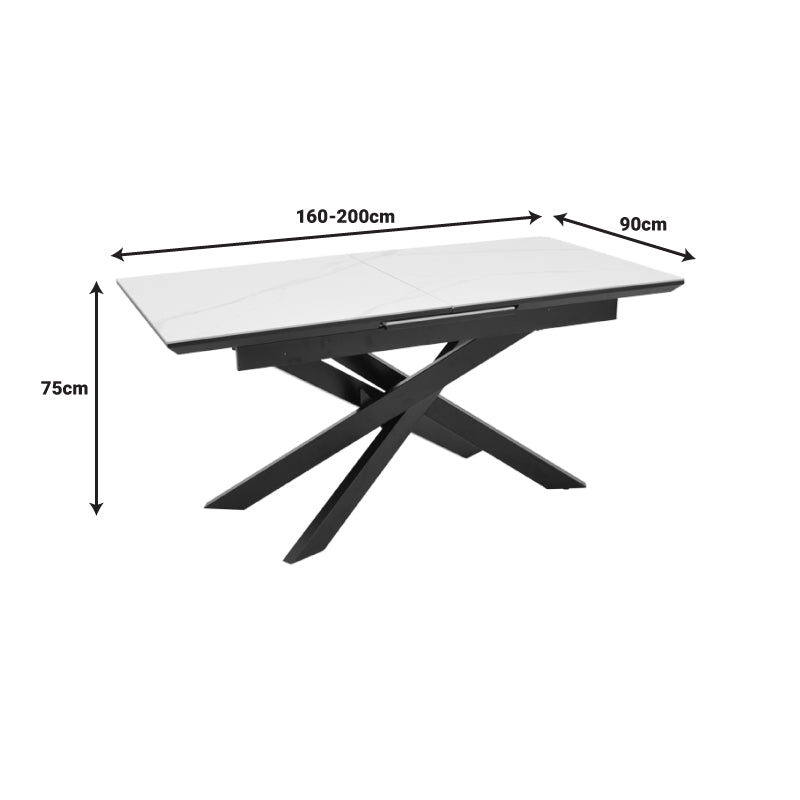 Table Ragemi pakoworld grey mdf-black metal 160-200x90x75cm