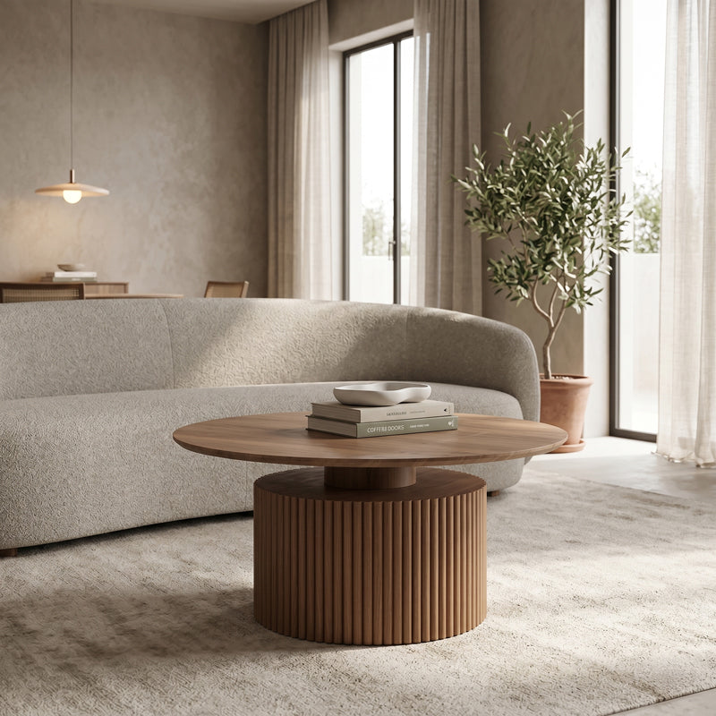 Coffee table Opols mdf in walnut D90x42cm