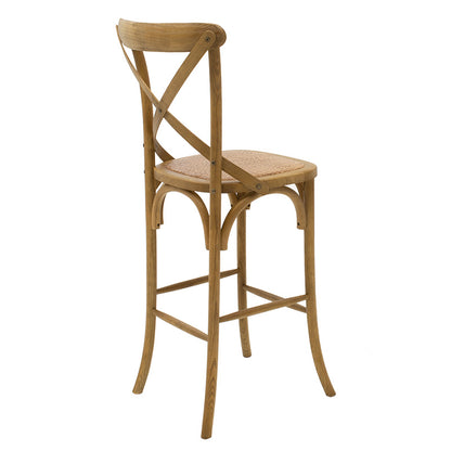 Bar stool Reid pakoworld wood light walnut- brown rattan