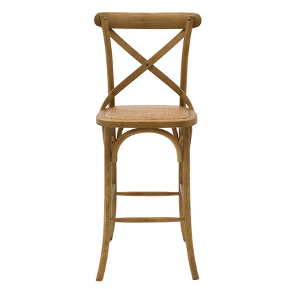 Bar stool Reid pakoworld wood light walnut- brown rattan