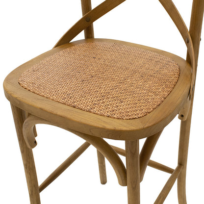 Bar stool Reid pakoworld wood light walnut- brown rattan