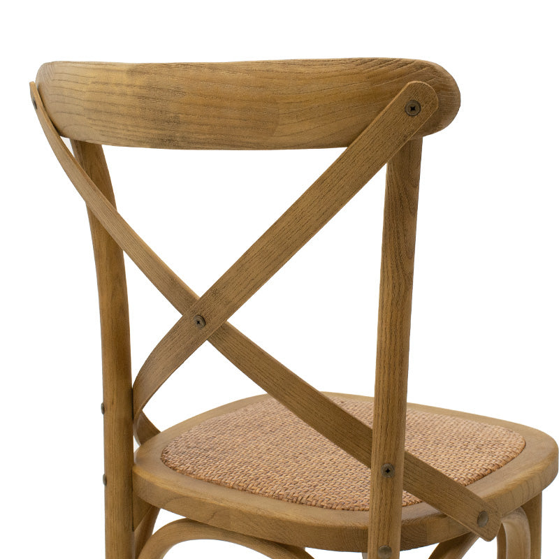 Bar stool Reid pakoworld wood light walnut- brown rattan