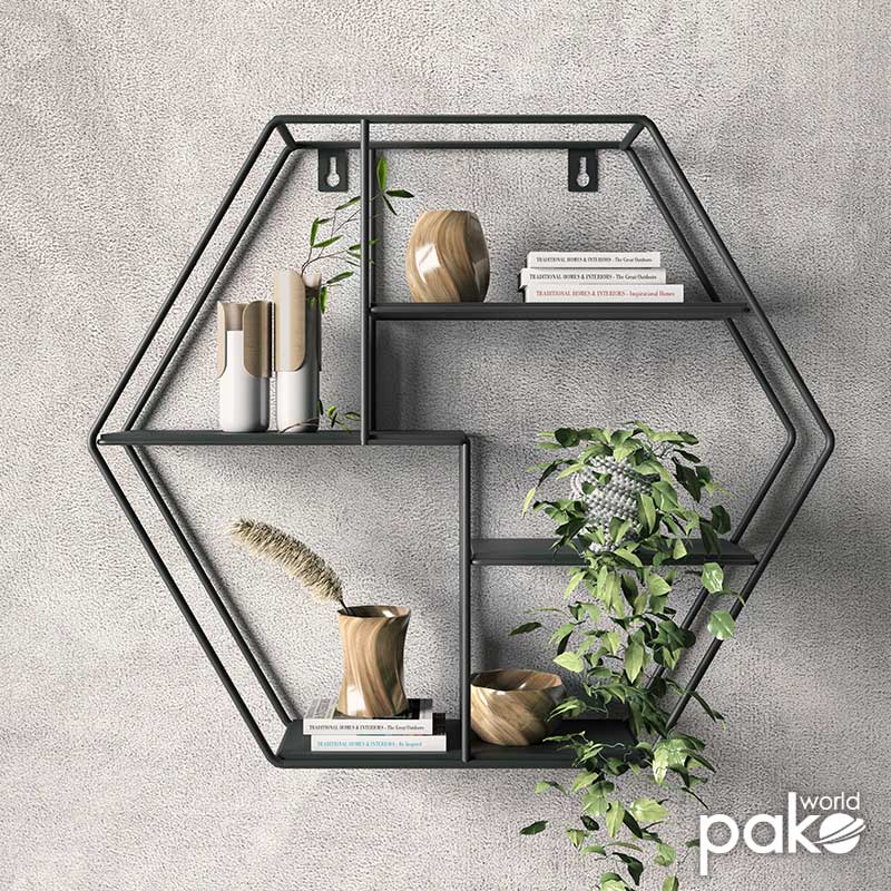 Wall shelf Matisse pakoworld metal black 50x10x44cm