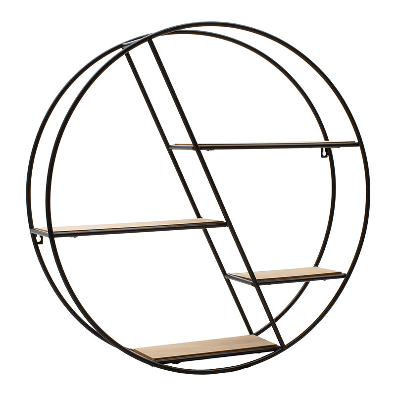 Wall shelf Azira pakoworld metal in black-oak color 60x13x60cm