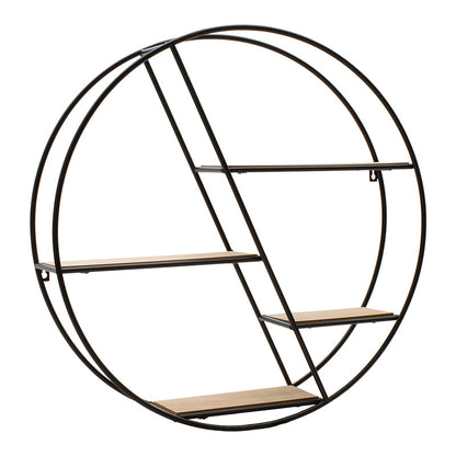 Wall shelf Azira pakoworld metal in black-oak color 60x13x60cm