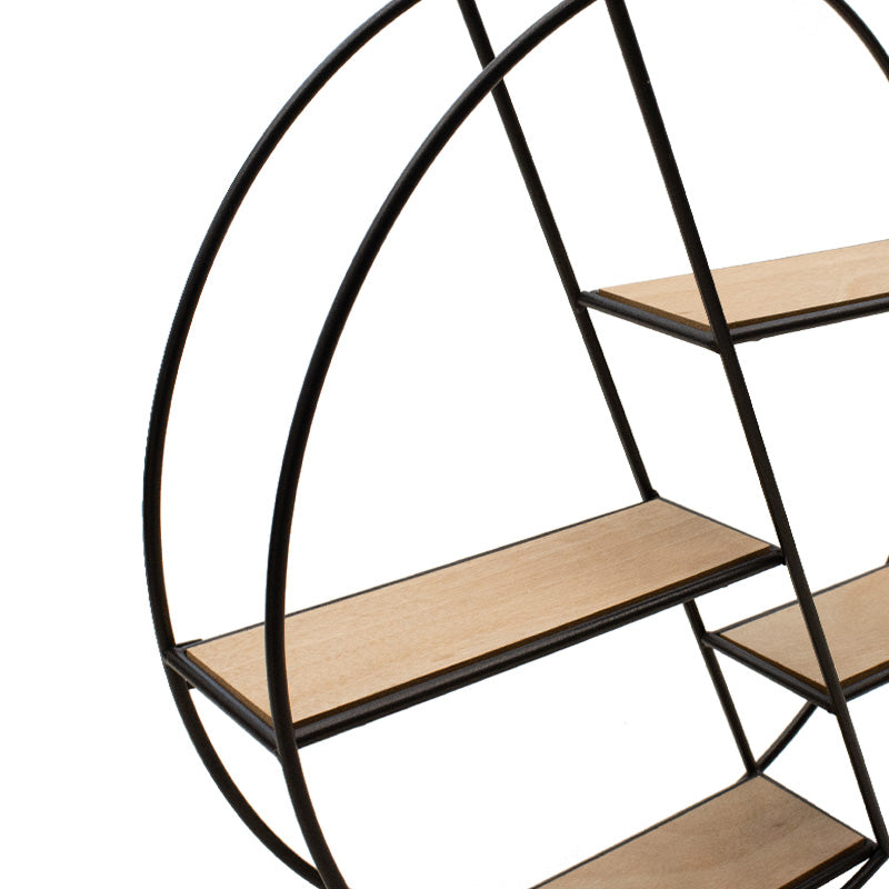 Wall shelf Azira pakoworld metal in black-oak color 60x13x60cm